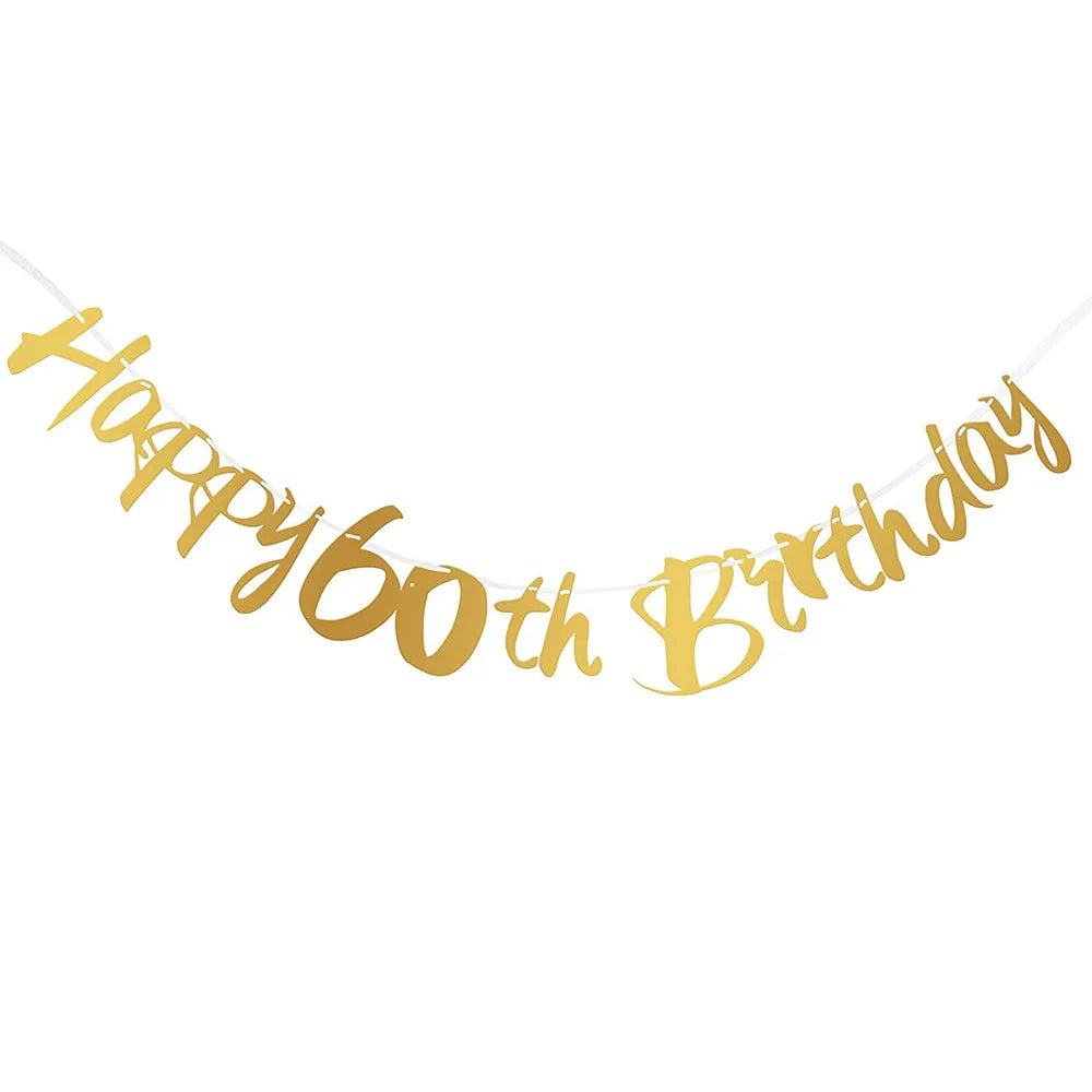 18 21 40 50 60th Happy Birthday Black Gold Banner Decoration 18-60Year Adult Birthday Party Backdrops Decoration Supplies