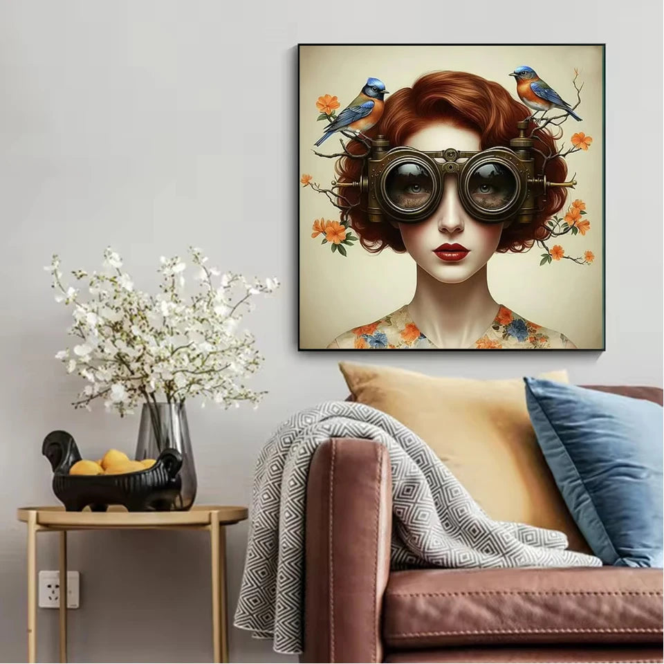 5D DIY Diamond Painting Art Surrealism Flowers Sunglasses Girl Bird Mosaic Embroidery Kit  Rhinestone Cross Stitch Home Decor