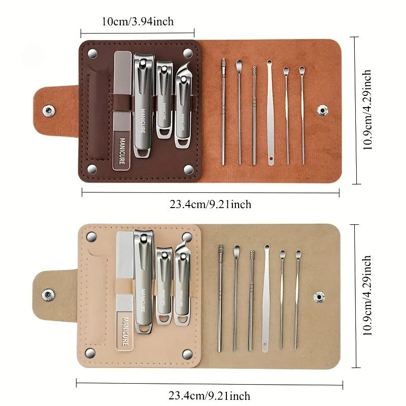 10pcs Professional Nail Care Set with Anti-Splash Features Nail Clipper File And Ear Spoon Tools Perfect for Home And Travel