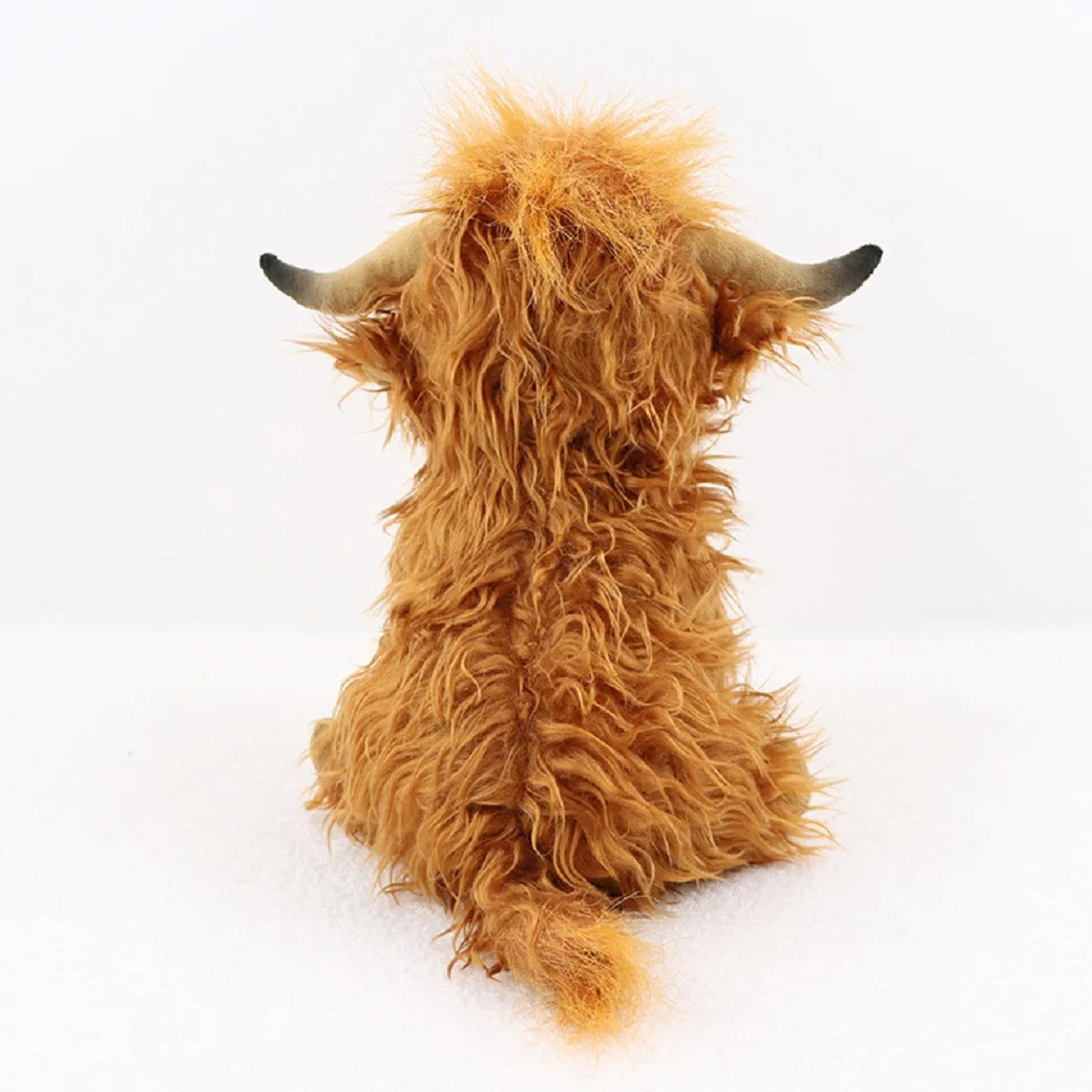 Cute Highland Cow Plush Toys Stuffed Animal Toy Dolls Simulation Long Hair Cow Plush for Kids Birthday Gift Home Decoration