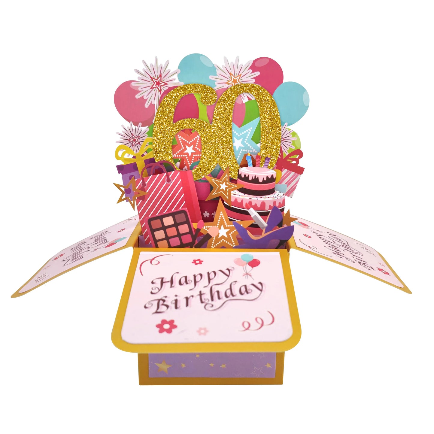 Black Golden Happy Birthday Pop Up Card 18th/30th/40th/50th/60th Birthday Card With Note Envelope Adult Birthday Gifts Greeting
