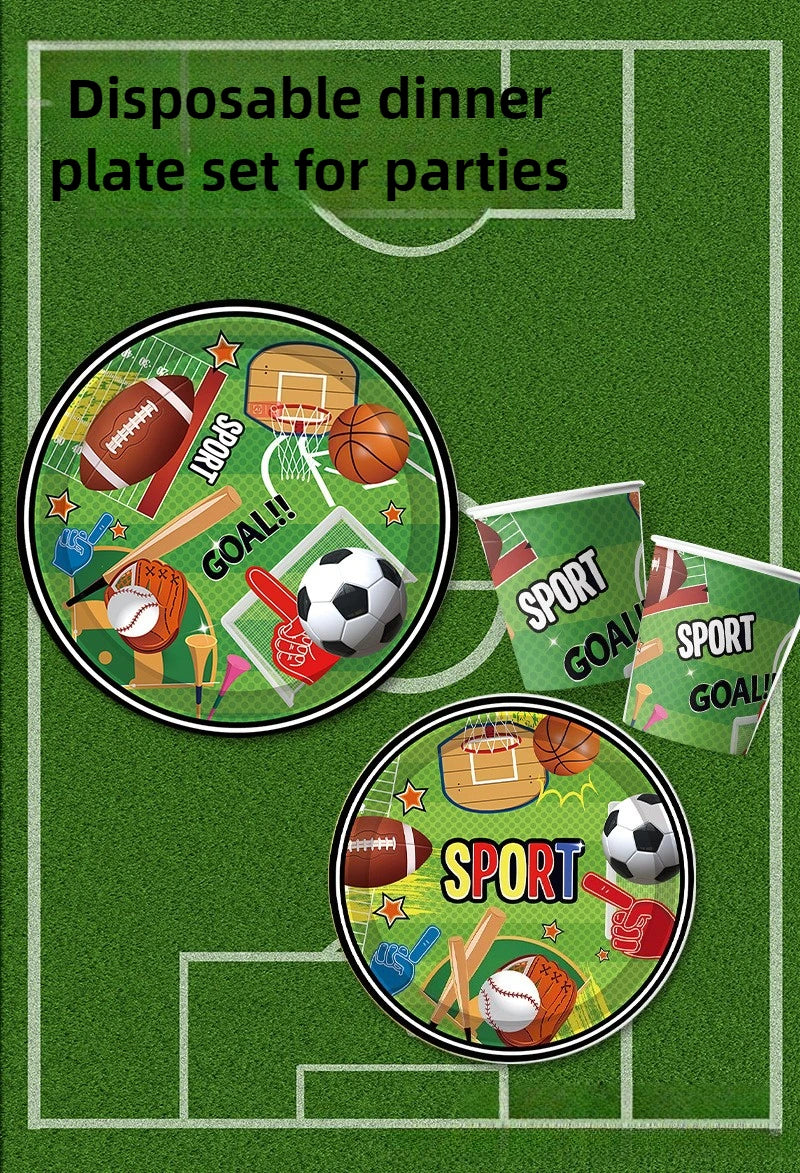 20pcs Rugby Football Basketball Baseball Sports Themed Birthday Party Decoration Tableware Set Holiday Party Decoration Supplies