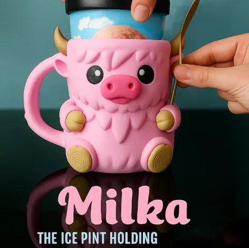 Cute Highland Cow Tumbler with Handle Reusable Ice Cream Cup for Snack Yogurt Kids Home Kitchen Dining Birthday Gifts Drinkware