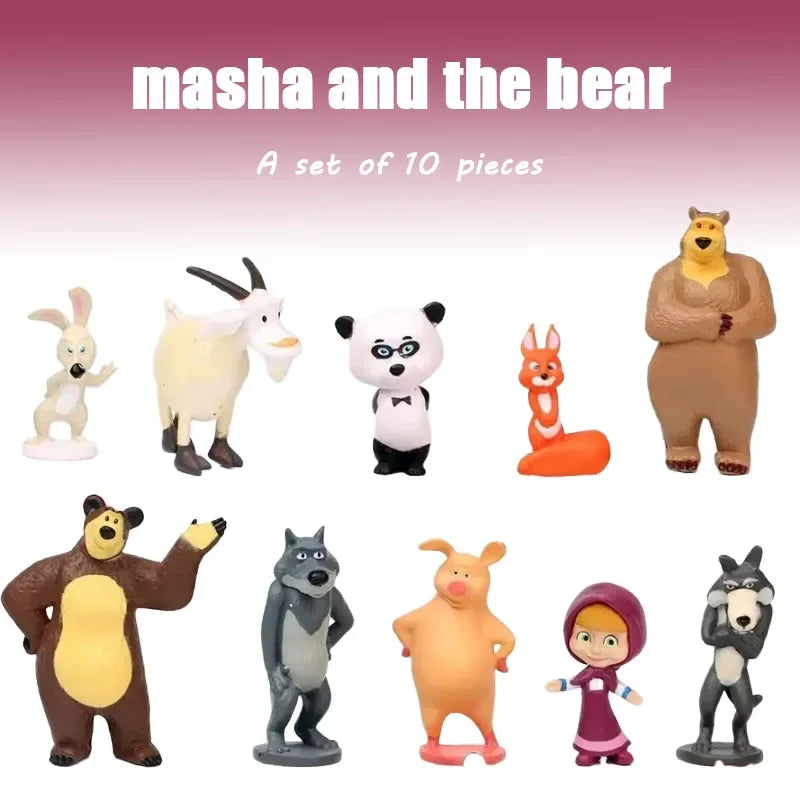Martha and Bear 10 Ornaments Anime Models Cartoon Toys Gifts for Friends Furniture Display Birthday Gifts