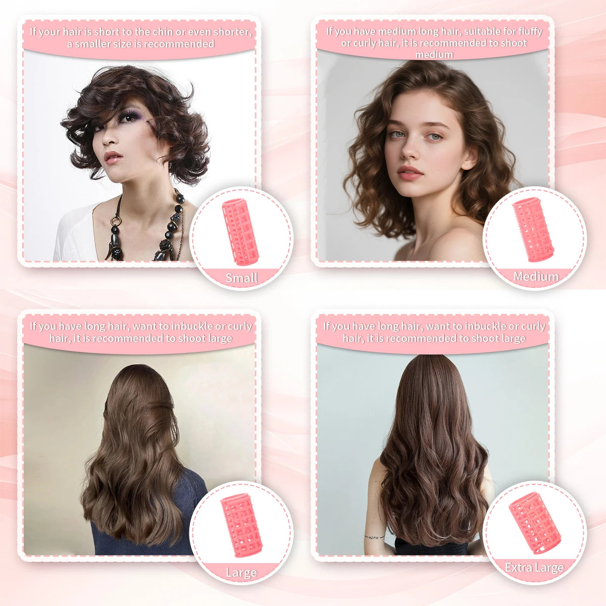 12Pcs Pink Hair Roller Sets Self Holding Hairdressing Curlers DIY Curly Hairstyle Tool For Women Hair Curler Styling Tools