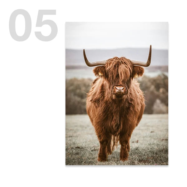 High Cow Nature Photography Landscape Wall Art Canvas Posters Aesthetic Prints Decorative Paintings Pictures for Home Room Decor