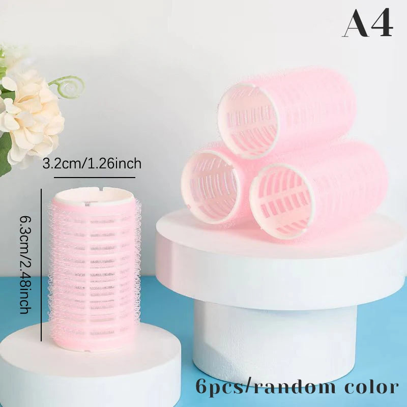 Hair Roller Set 6Pcs Self Grip Heatless Hair Curler Different Size No Heat Self-adhesive Curling Hairdressing Styling Tool