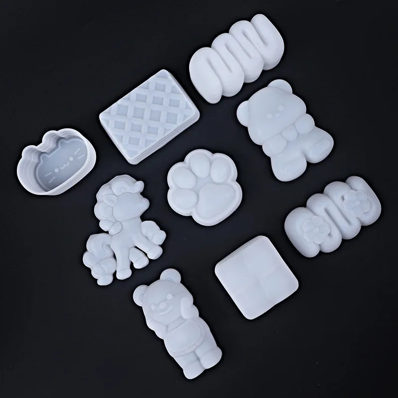 Food Toy Squeeze Mould Toast Handmade Molds DIY Cartoon Bear Slow-Rebound Stress Relief Squeeze Fun Rectangular Silicone Mold