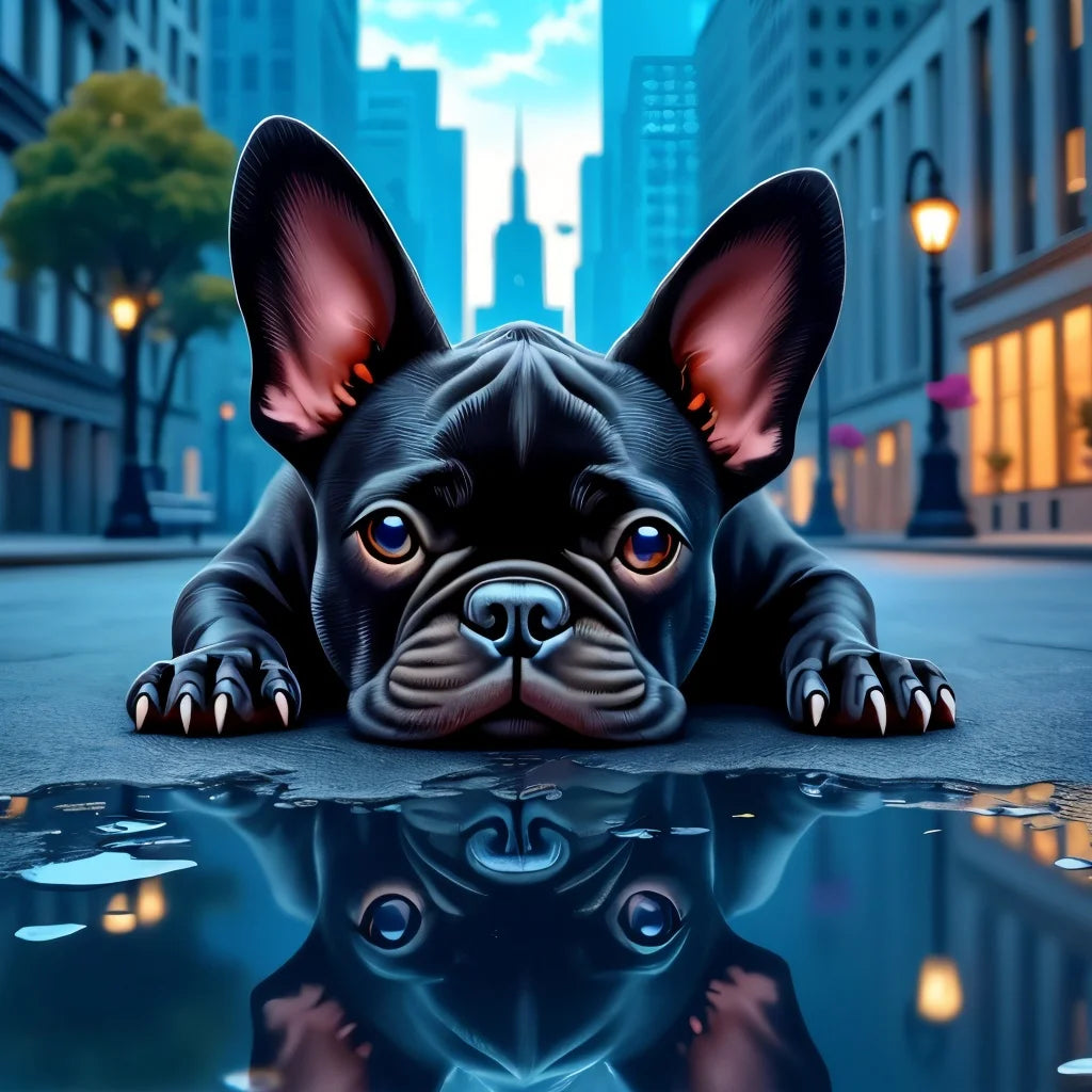 5D DIY Diamond Painting Cute French Bulldog Rose Hand Tattoo Art Crystal Round Diamond Painting Kit Home Decor