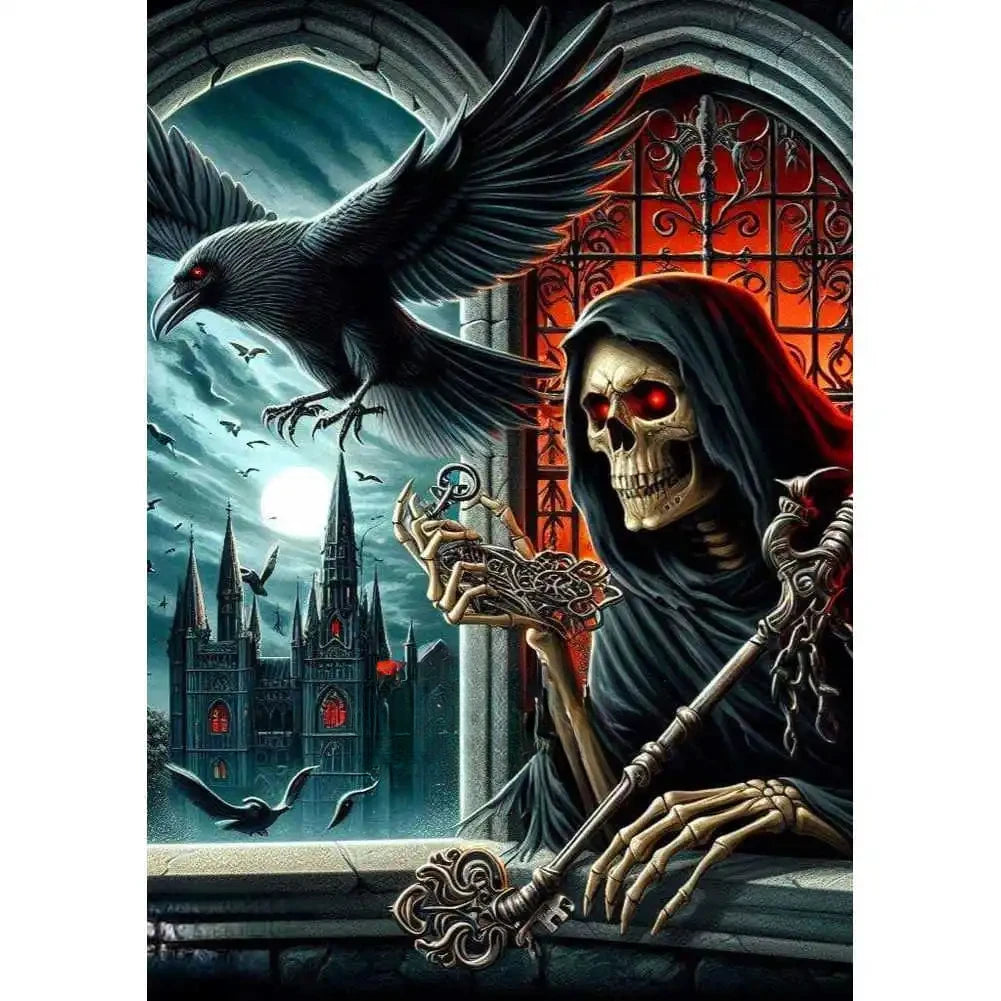 Oil Painting By Numbers Gothic Skull Death God Number Drawing Canvas DIY Pictures By Numbers Home Decor