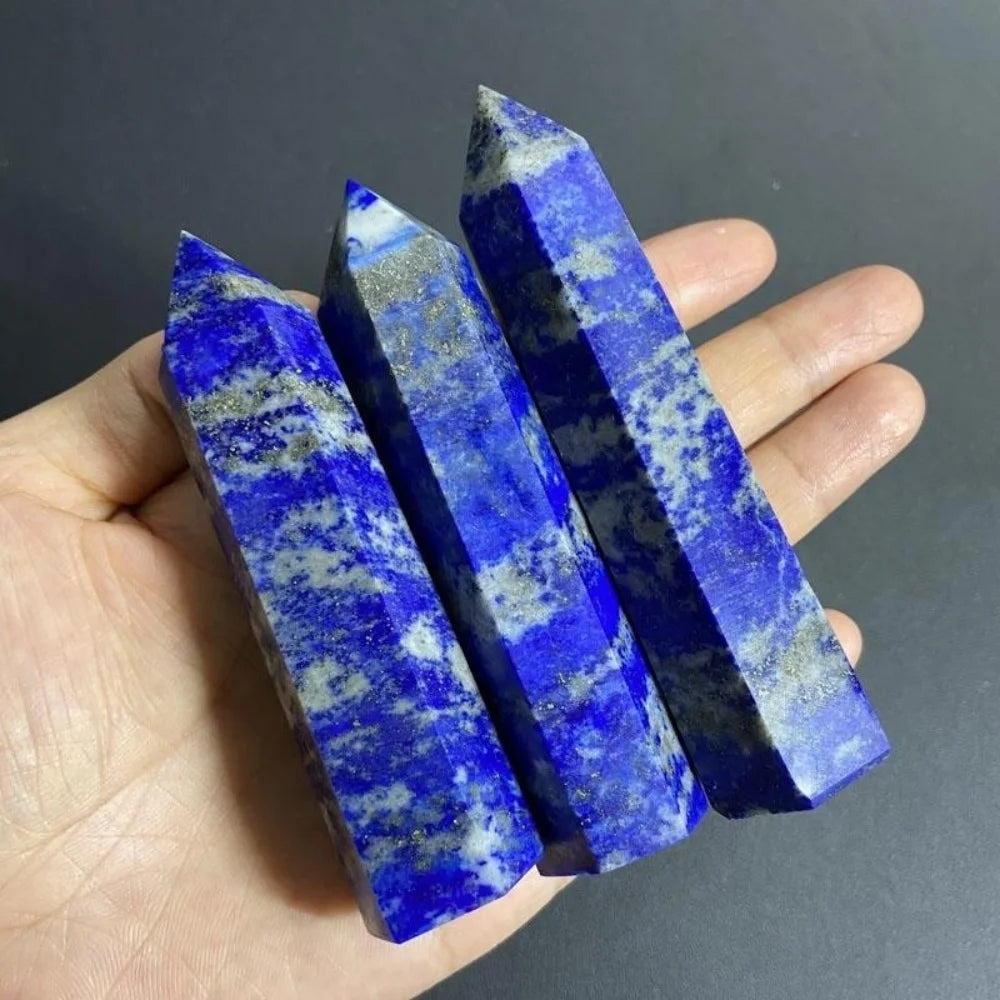 lapis lazuli Wands Crystals Stone Polishing Obelisk Reiki Healing Energy Stone Hexagonal Point Gemstones witchcraft Tower Crafts