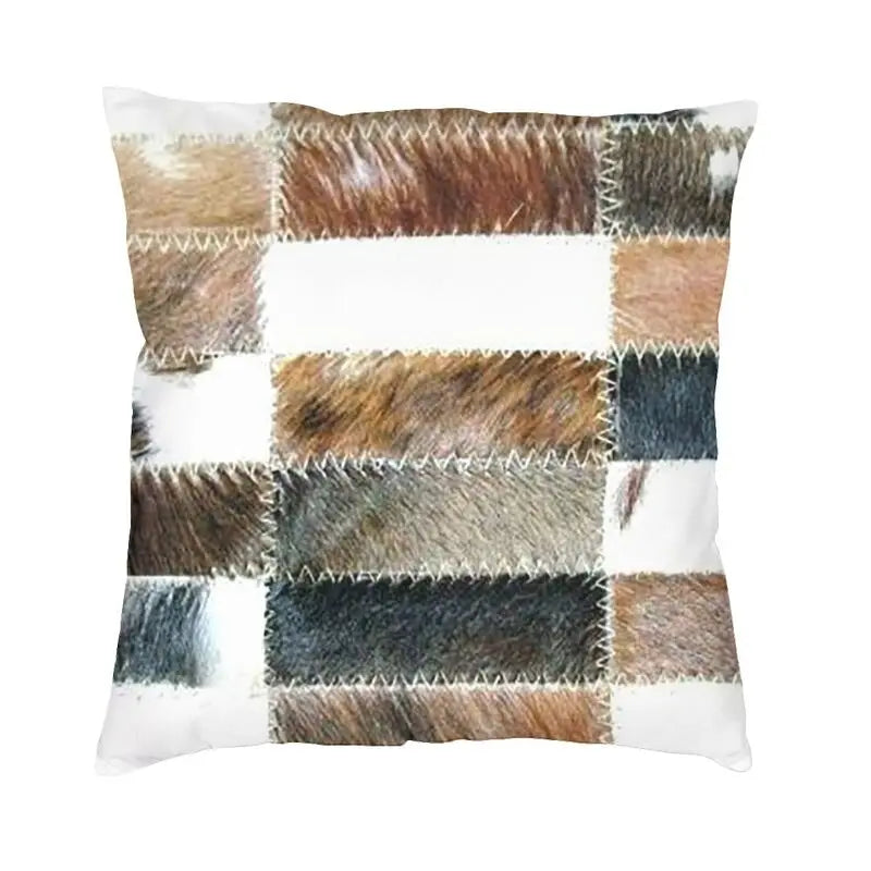 Hot Sale Scottish Highland Cow Cowhide Texture Cushion Cover 3D Print Animal Hide Leather Throw Pillow Case Sofa Car Home Decor