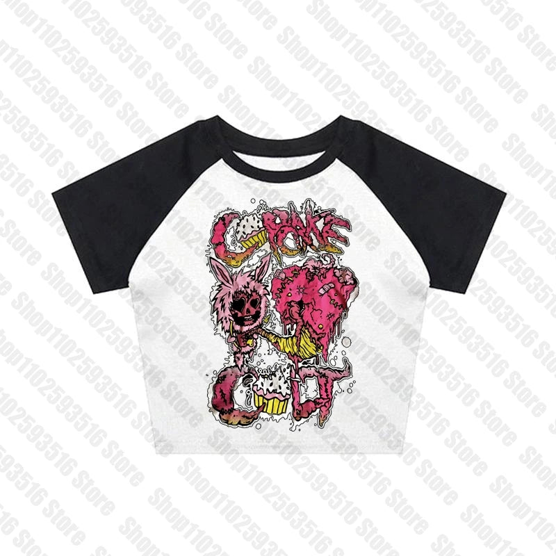 Goth Female Clothing Woman T-shirts Women Clothes Grunge Clothes Y2k Tops Graphic Tees Y2k Top Kpop T-shirt Kawaii Emo Gothic