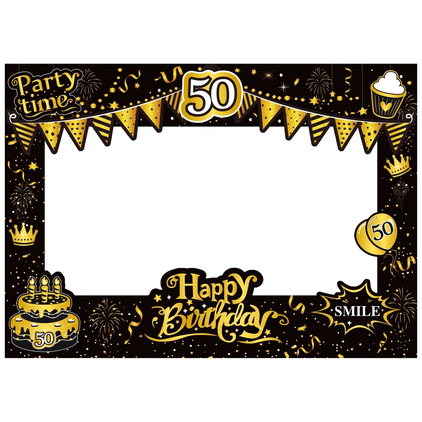 70*50cm Happy Birthday 18/21/30/40/50/60th Years Old black gold paper frame birthday party decoration for boy men decor