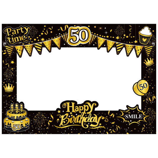 70*50cm Happy Birthday 18/21/30/40/50/60th Years Old black gold paper frame birthday party decoration for boy men decor