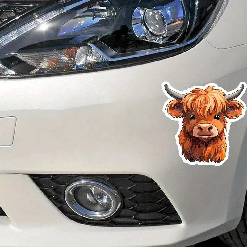 Cute Highland Cow Creative Vinyl Waterproof Sticker Decal For Car, Laptop, Wall Window, Bumper