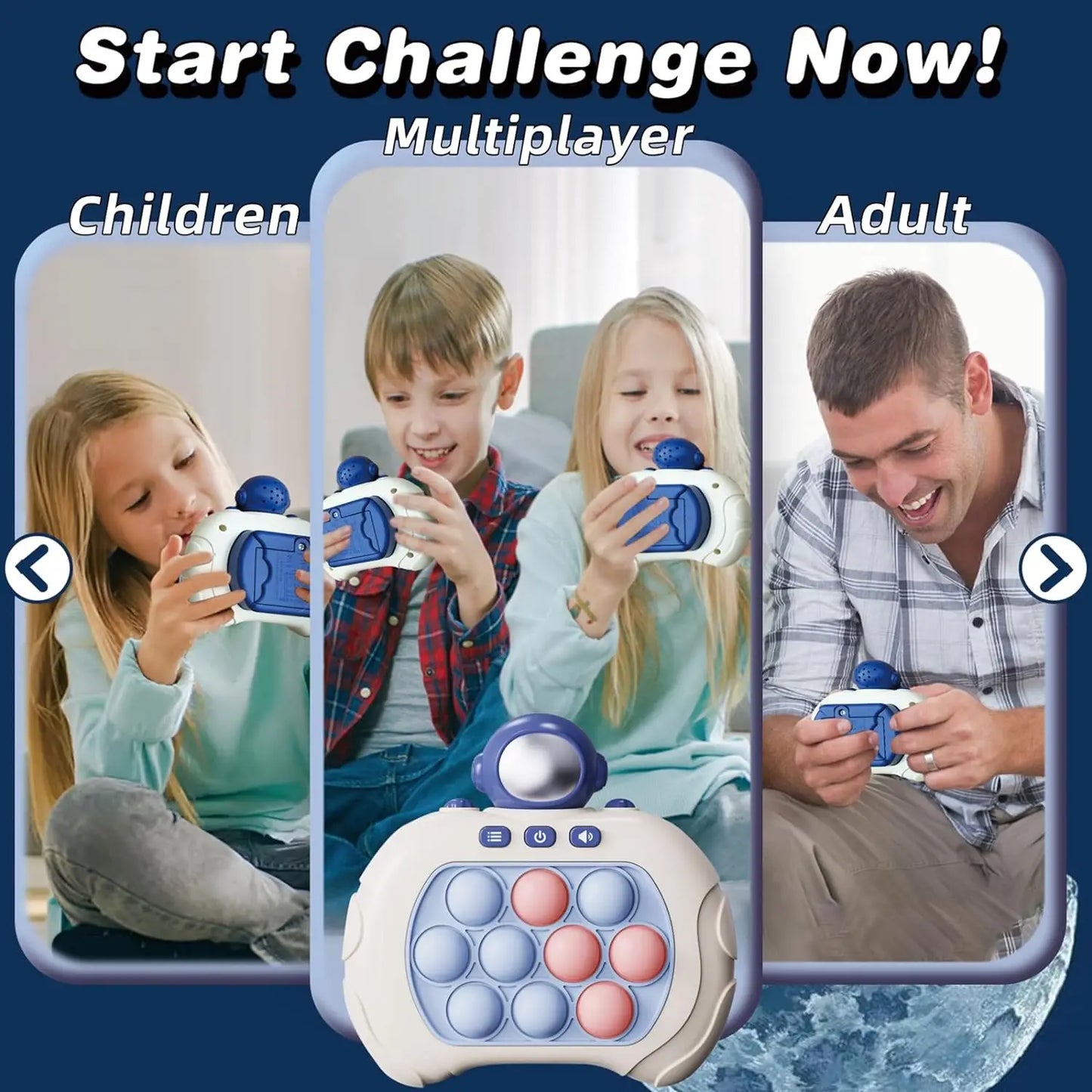 Electronic Quick Push Bubble Game Handle Toys Pop Up Light Fidget Fun Puzzle Anti-Stress Game Machine Toy Gifts For Kids Adults