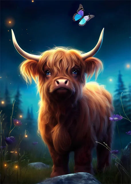 Cute Highland Cows Canvas Print Posters Nature Highland Cow Cattle Canvas Painting Wall Art Pictures for Living Room Home Decor