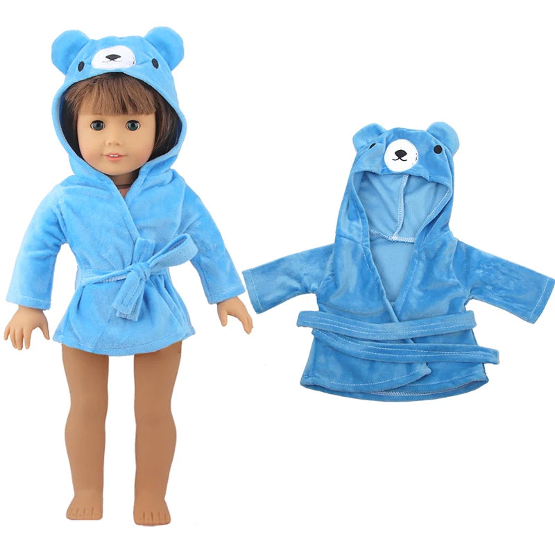 Doll Clothes Night-robe For 18 Inch American Doll Cartoon Animal Pajamas For 43cm Baby Girl Doll,OG,Russia,DIY Doll Girl's Gift