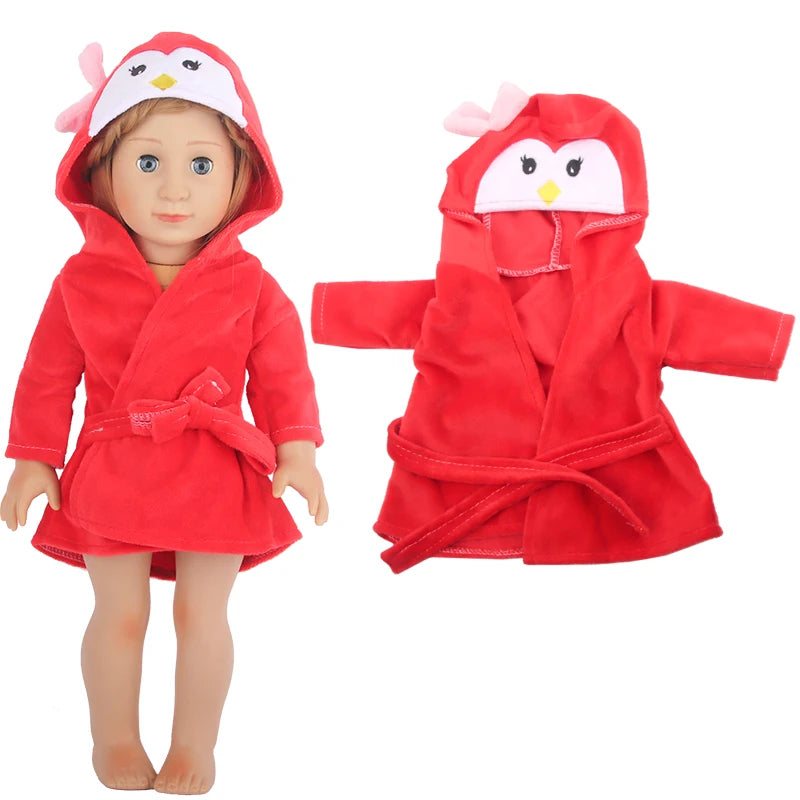 Doll Clothes Night-robe For 18 Inch American Doll Cartoon Animal Pajamas For 43cm Baby Girl Doll,OG,Russia,DIY Doll Girl's Gift
