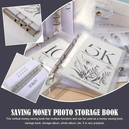12-Month Money Saving Challenge Planner to Achieve 10K/5K/2.5K Goals, Durable Pvc Six-Ring Binder, Cash Savings Management