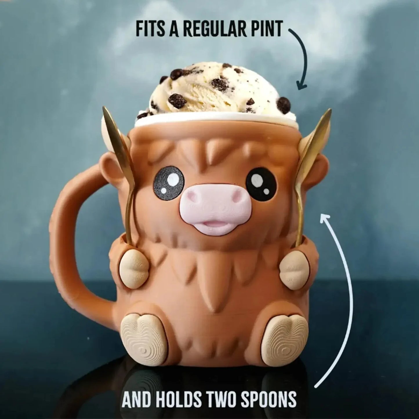 Cute Highland Cow Tumbler with Handle Reusable Ice Cream Cup for Snack Yogurt Kids Home Kitchen Dining Birthday Gifts Drinkware