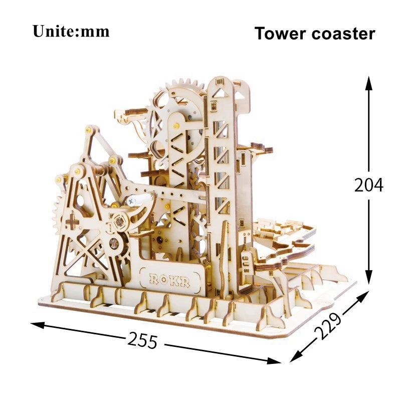 Robotime Rokr Marble Run Set 5 Kinds 3D Wooden Puzzle DIY Model Building Block Kits Assembly Toy Gift for Teens Adult Night City