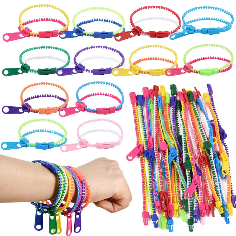 12/24Pcs Antistress Zipper Bracelets Sensory Fidget Toy Kids Birthday Party Favors Goodie Pinata Filler Wedding Gift for Guests