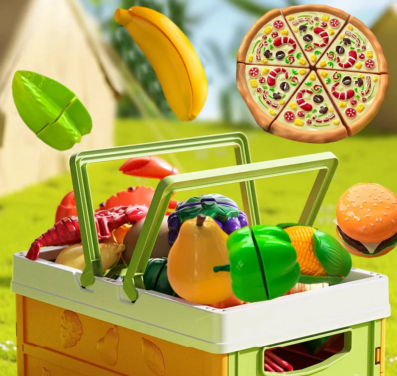 Children's Kitchen Toy Set Simulated Kitchen Cutting Cookware Simulated Fruits Cutting Toys Cooking Accessories for Kids Gift
