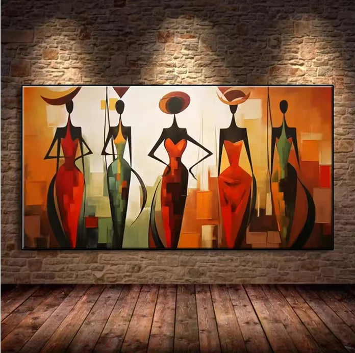 DIY 5D Diamond Painting Kit Abstract Aesthetics Art Black African Women Full Square Round Diamond Rhinestone Art Home Decoration
