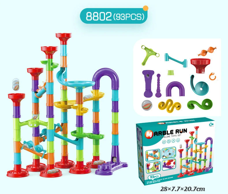 Marbles Run Catapult Track Building Blocks Slide Beads Educational Toys Children Gift Race Balls Toy Marble Track Race Set