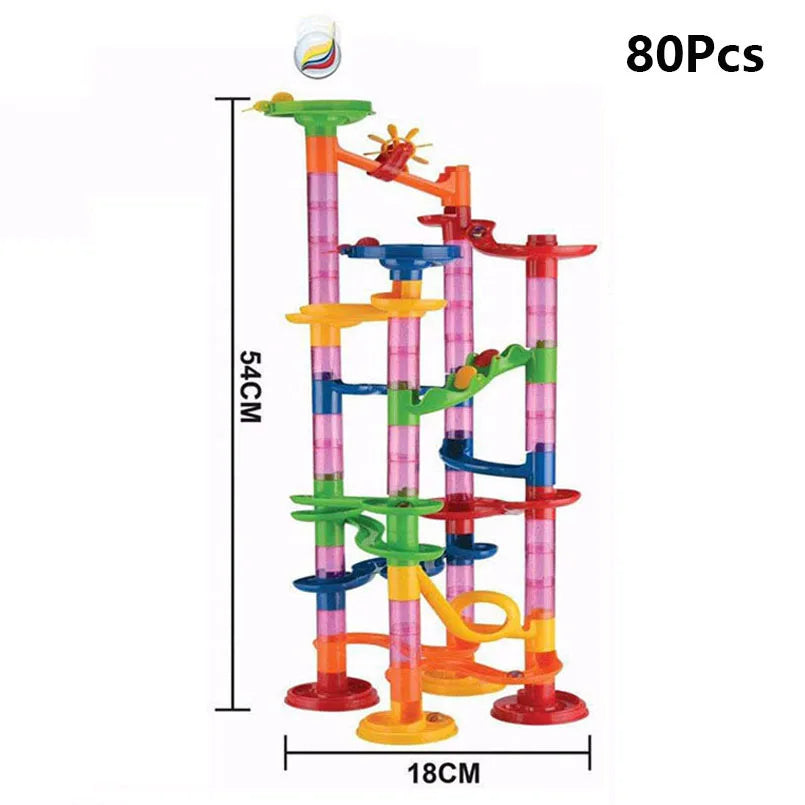 29/80/105Pcs Marble Run Race Track Building Blocks Kids 3D Maze Ball Roll Toy DIY Marble Run Race Coaster Set Christmas Gifts