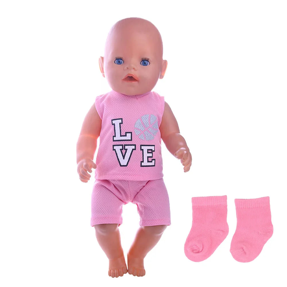 Pink Doll Clothes Pajamas Sleeping Bag/Shoes/Suitcase For 18Inch American Doll Girls 43Cm Reborn Baby Dolls Accessories Kids Toy