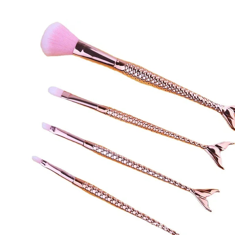 4pcs Professional Mermaid Makeup Brushes Set Eye Shadow Eyeliner High Quality Beauty Makeup Brush Tools Eyebrow Beauty Tools Kit