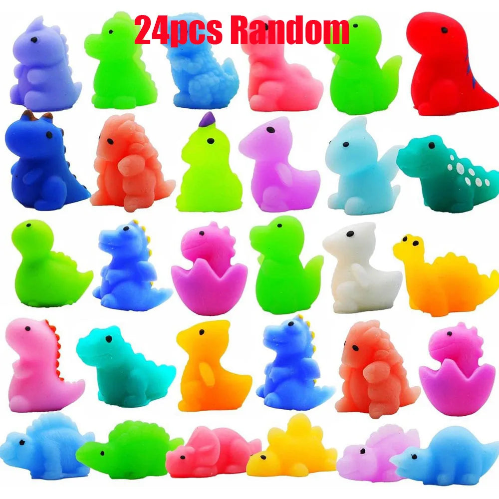 12/36PCS Mochi Squishy Toys Kawaii Party Favors Mini Fidget Toys Dinosaur Animal Stress Relief Squishies for Classroom Prize Gif