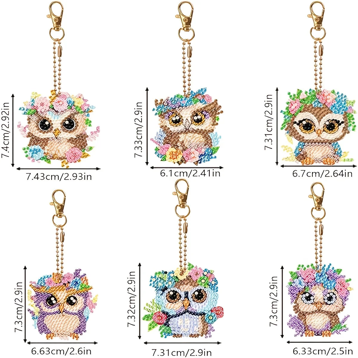 12/6/5 Piece/set DIY Faux Diamond Painting Art Keychain Kit Handmade Mosaic Art Keychain Home Pendant Decorations Party Supplies