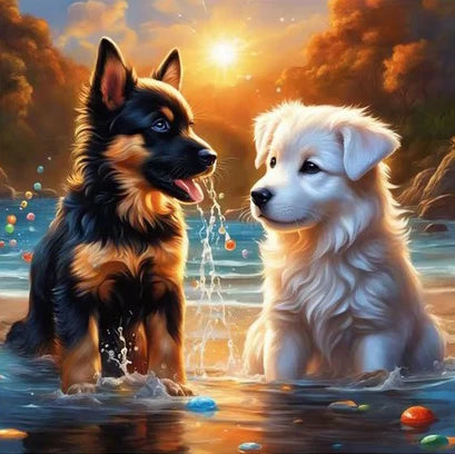 Puppy-5D Diamond Art Painting Kit, Full Round Diamond Art, Beginner Friendly, Suitable for Home or Office Wall Decoration, Avail