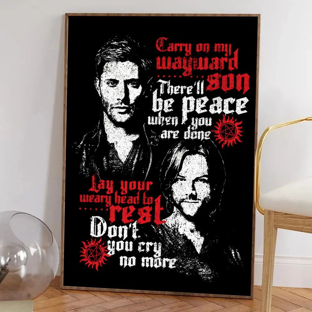 1pc Tv Show Supernatural Poster Self-adhesive Art Waterproof Paper Sticker Coffee House Bar Room Wall Decor