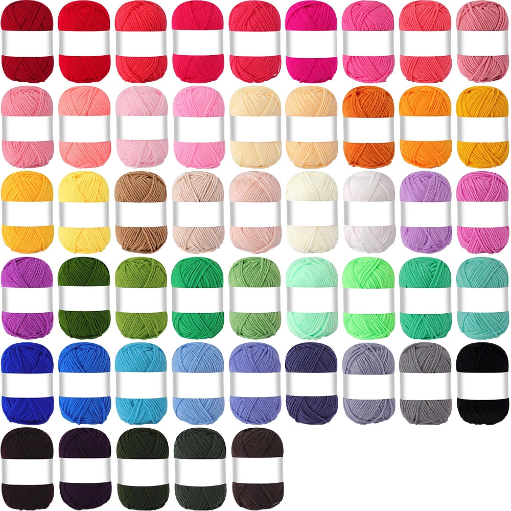 50pcs Durable Polyester Soft Yarn Set for Hand Knitting & Crocheting Arts, 25g/Piece, Creative Crocheted Art Decoration Yarns