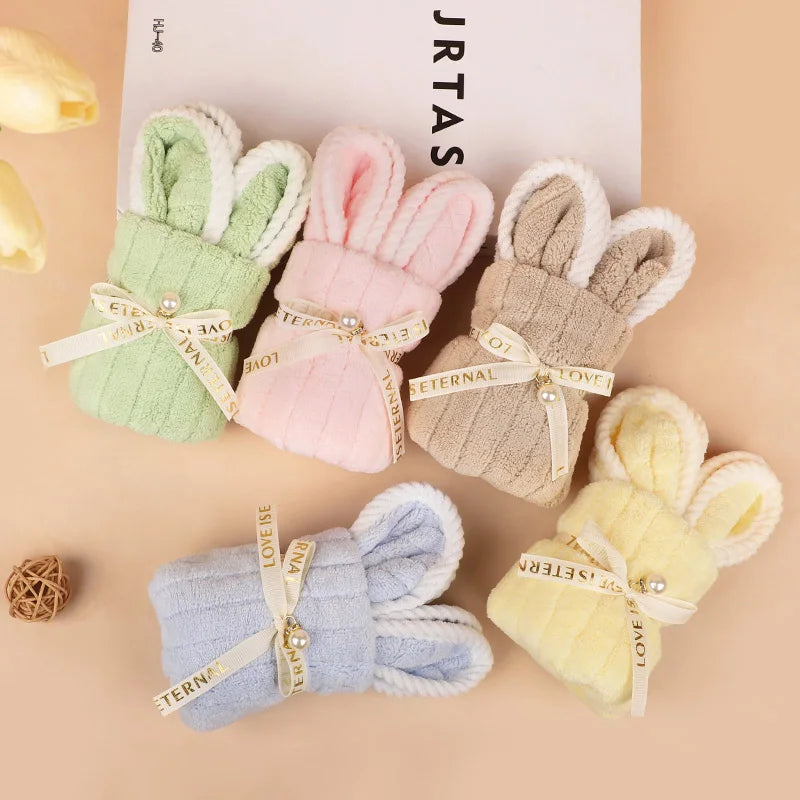 5Pcs Rabbit Towel Set Easter Gift Home Kitchen Bathroom Decor Supplies Wedding Baby Shower Kids Birthday Party Favors Guest Gift