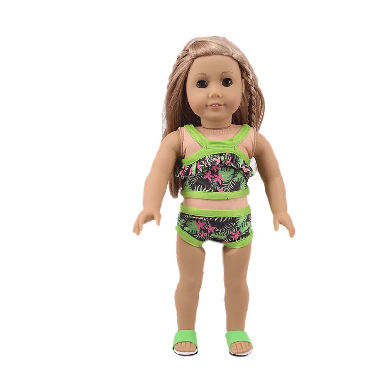 Multi-style Doll Swimsuit Cute Seaside Outfit For 43CM Baby Doll&18Inch American Doll Accessories,Our Generation Girl Gifts Toys