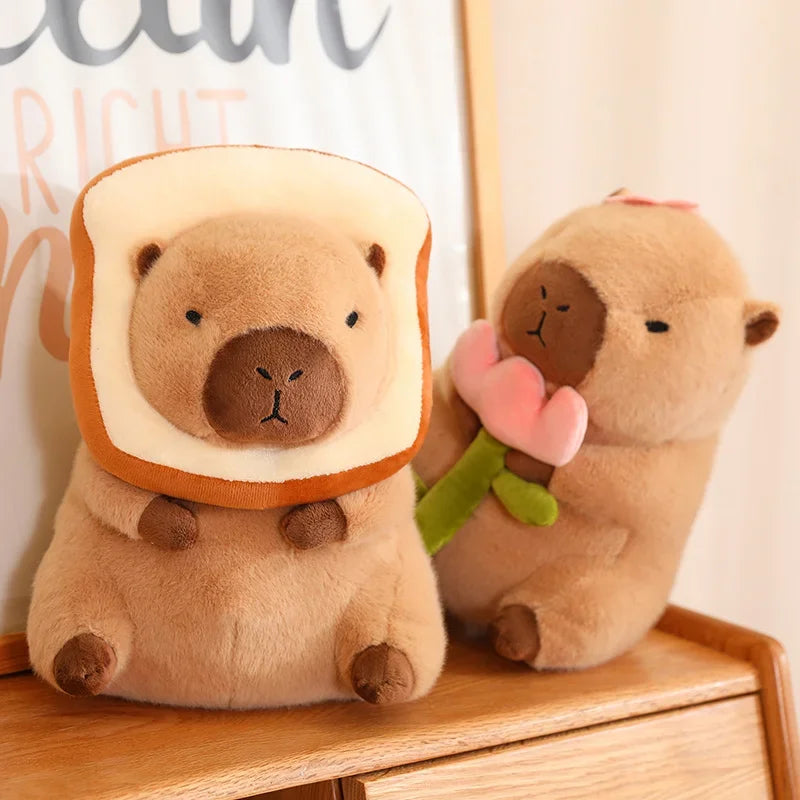 Capybara Plush Toy Simulation Capibara Cosplay Unicorn Dinosaur Dress Boba Bread Fruit Food Decor Birds Bubble Stuffed Animals