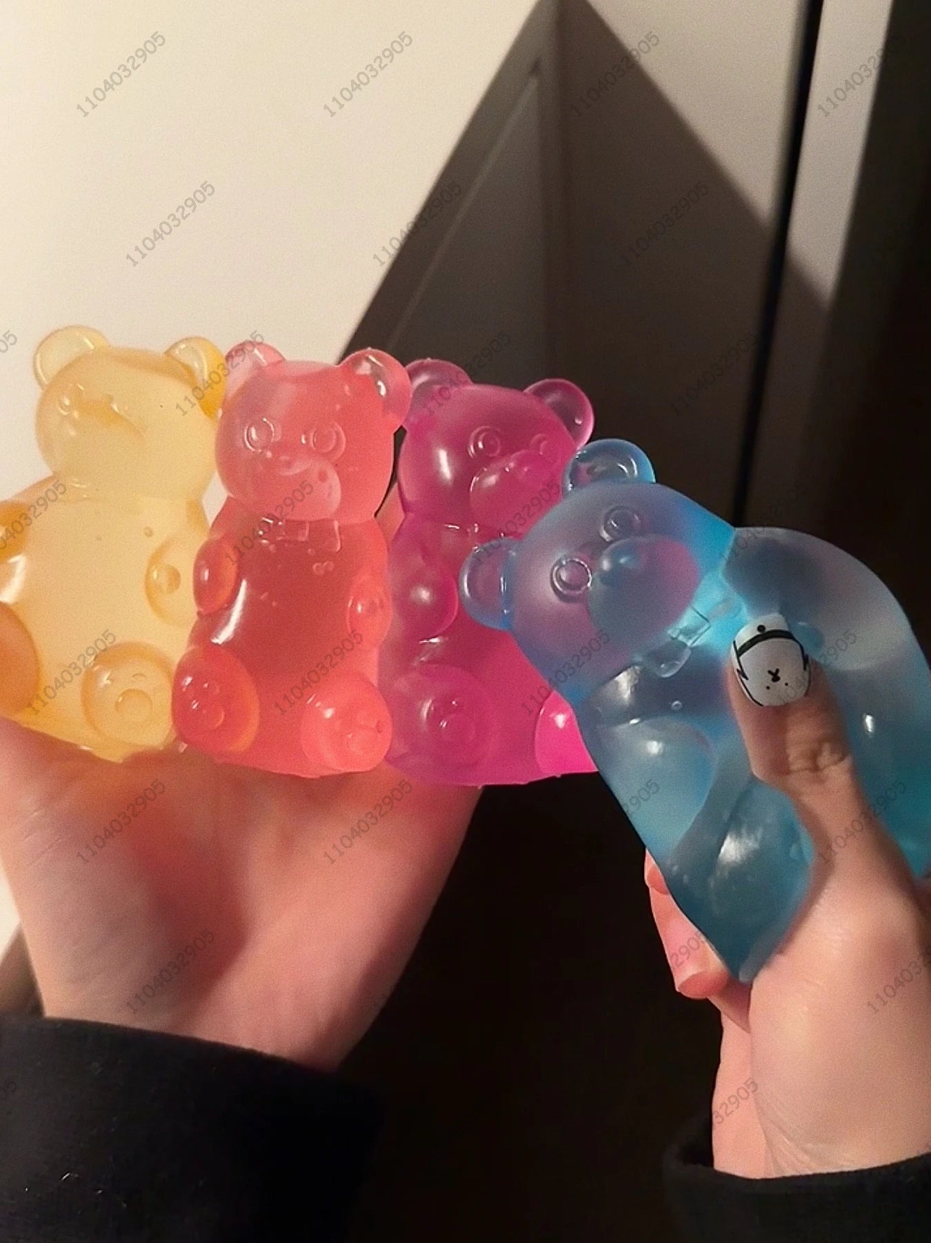 Colorful Gummy Bear Fudge Squeeze Toy Jelly Bean Gummy Candy Fidget Hand Relax Toy Anti-Stress Release for All Ages
