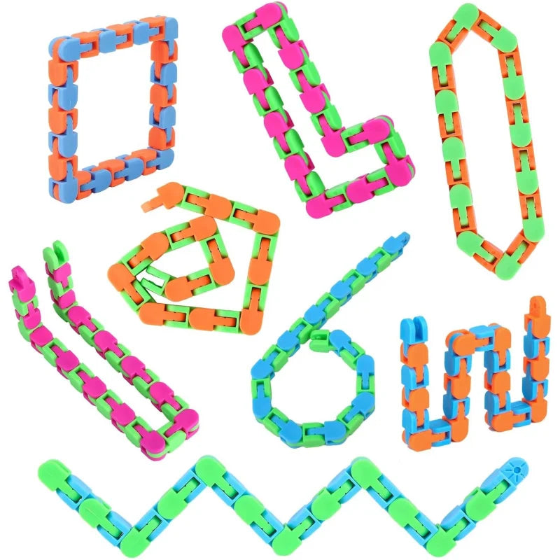 24Links Fidgets Wacky Tracks Toys Classroom Students Gifts Sensory Autism Snap Fidget Click Toy for Kids Adults Stress Relief