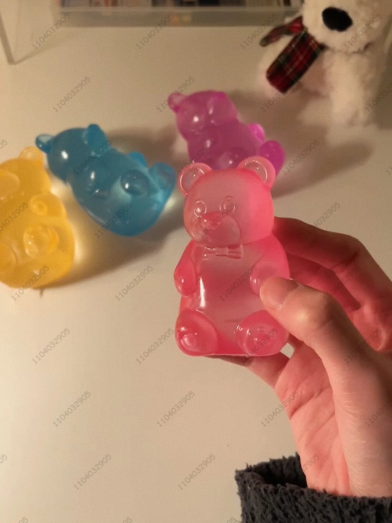 Colorful Gummy Bear Fudge Squeeze Toy Jelly Bean Gummy Candy Fidget Hand Relax Toy Anti-Stress Release for All Ages