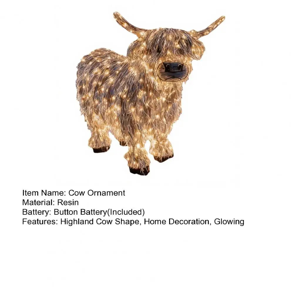 Highland Cow Ornament Led Light-up Highland Cow Ornament Glowing Cattle Statue for Indoor Outdoor Decor Garden Lawn Farmhouse