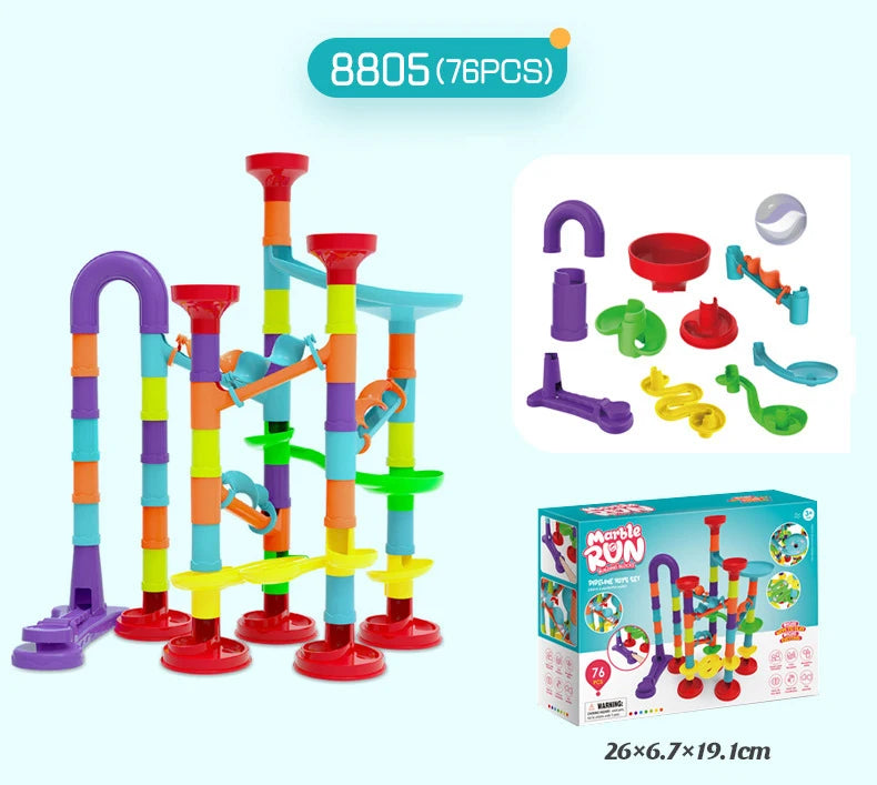 Marbles Run Catapult Track Building Blocks Slide Beads Educational Toys Children Gift Race Balls Toy Marble Track Race Set