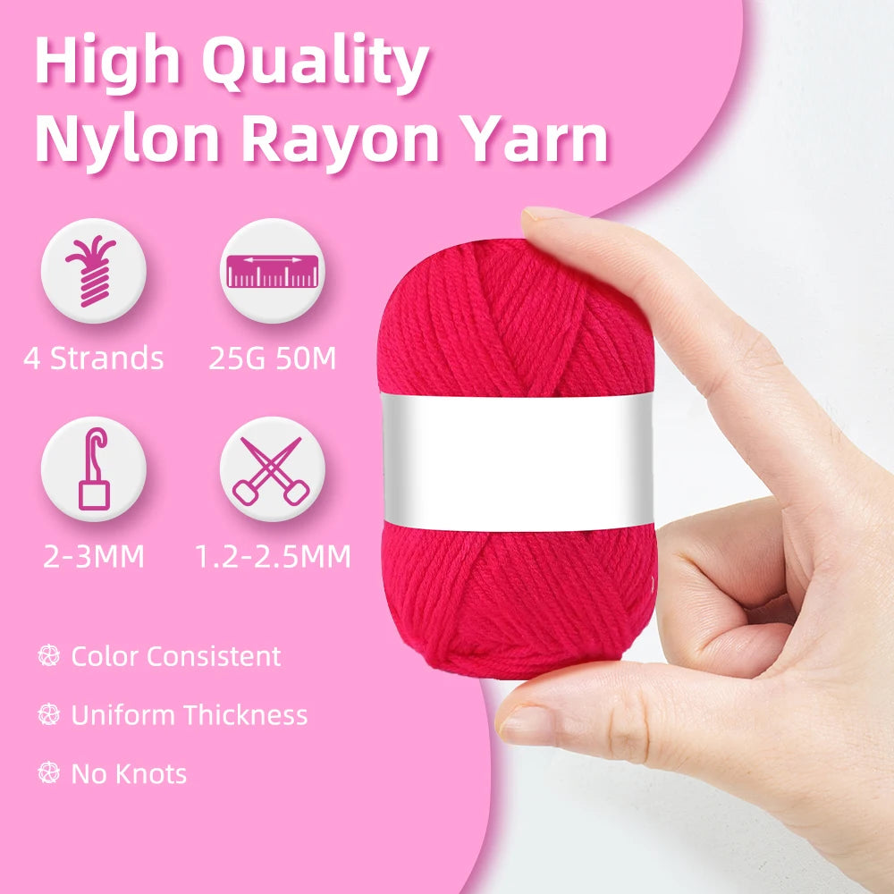 50pcs Durable Polyester Soft Yarn Set for Hand Knitting & Crocheting Arts, 25g/Piece, Creative Crocheted Art Decoration Yarns