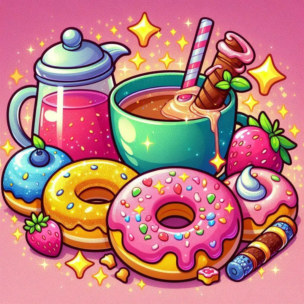 【Joanna.d Diamond Art】Delicious doughn - 5d diamond painting, full fairy dust diamond, perfect design, including flocking fabric