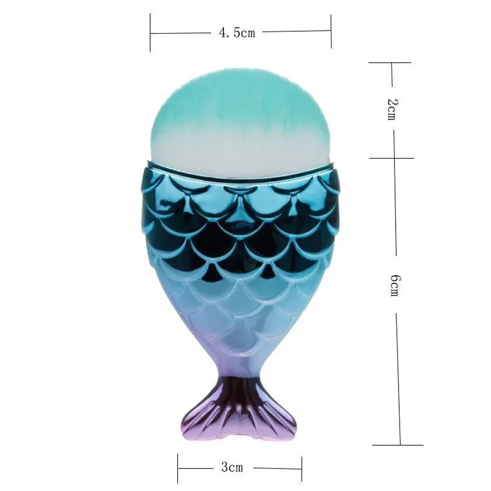 1pc Blush Brush Mermaid Shape Professional Face Makeup Brush Foundation Cosmetic Fish Brush Makeup Tool Kit Powder Nail Art Tool